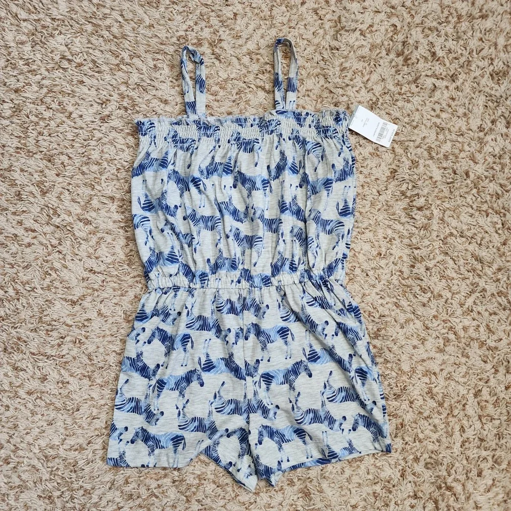 Carter's Girl Sz 10 10A Zebra Spaghetti Strap Romper NWT‎